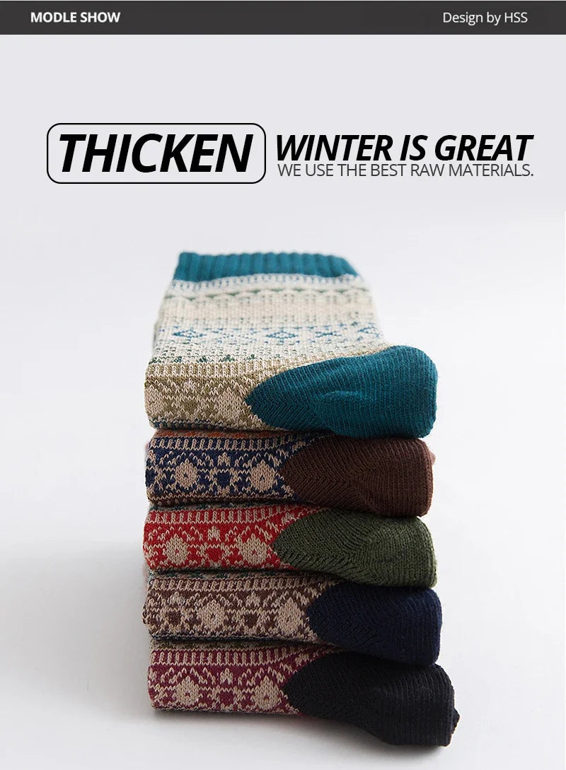 Men’s Thick Wool-Blend Winter Socks – Vintage Boot Socks (Double-Layer)