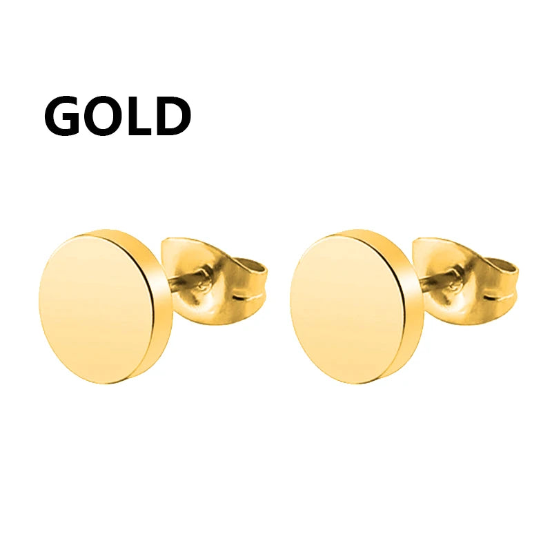 Punk Black Stainless Steel Stud Earrings – Unisex Set
