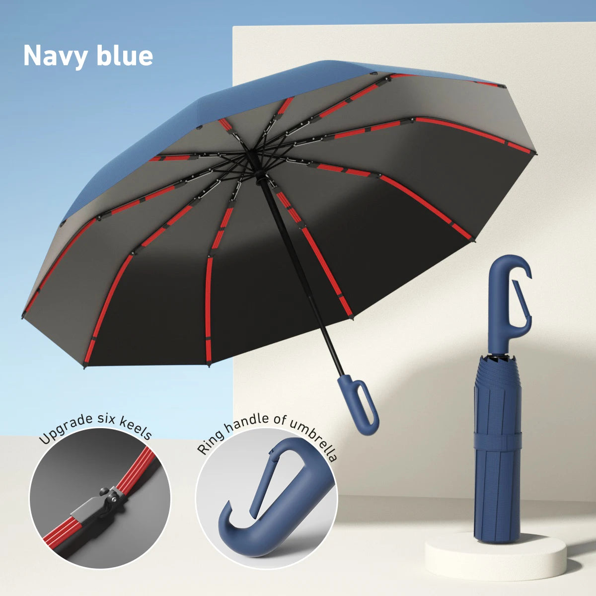 Compact Windproof Automatic Folding Umbrella – Double-Layer, One-Hand Open/Close