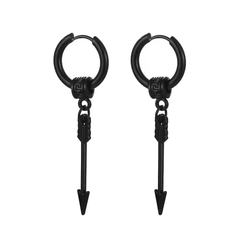 Punk Black Stainless Steel Stud Earrings – Unisex Set