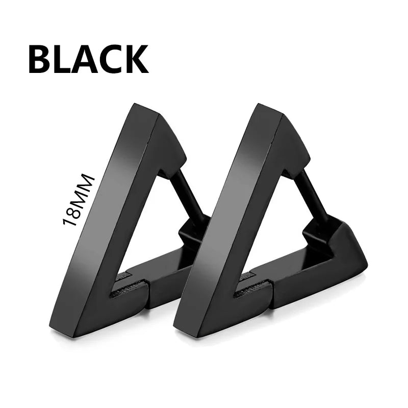 Punk Black Stainless Steel Stud Earrings – Unisex Set