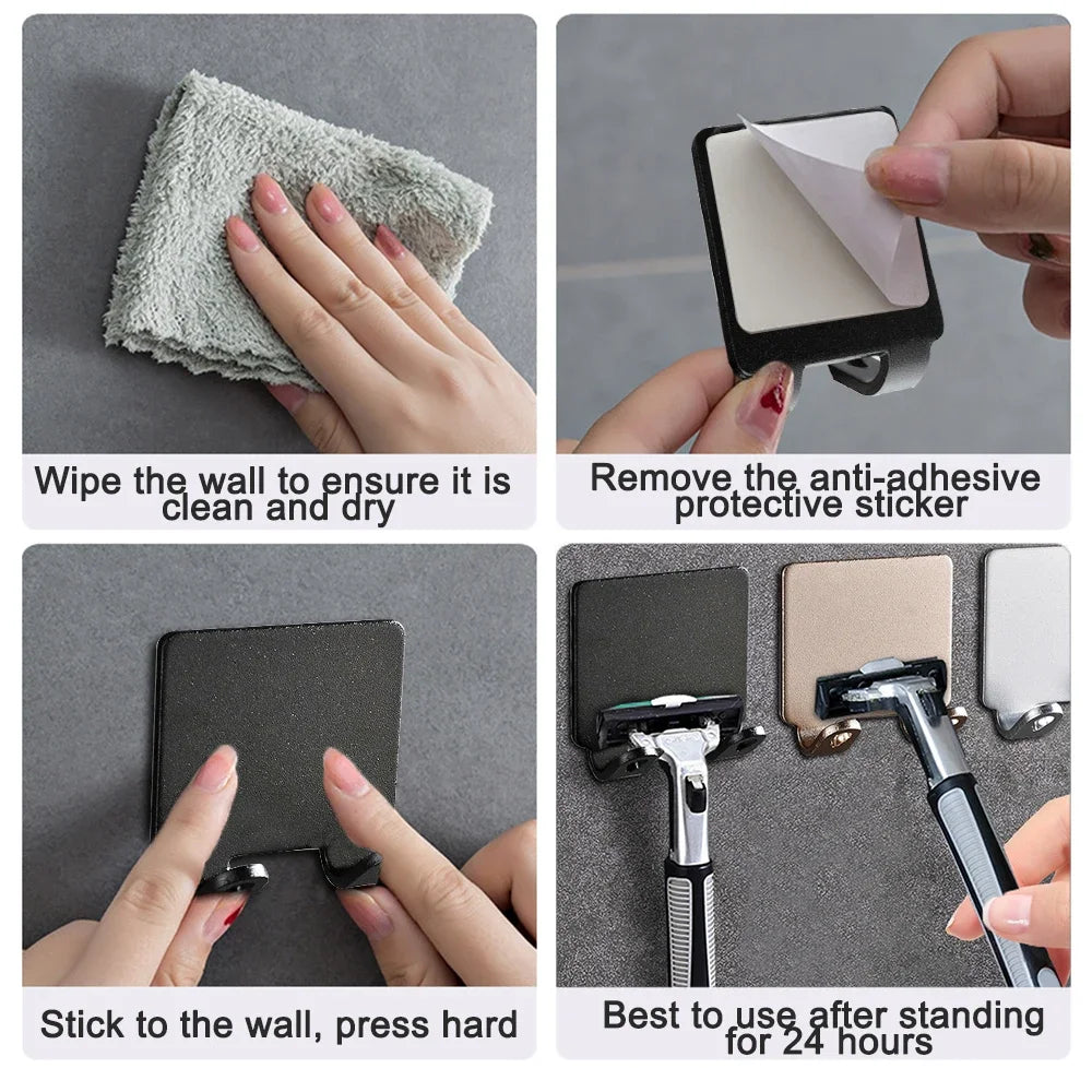 Punch-Free Razor Holder – Wall-Mounted Shaver Storage Hook for Bathroom