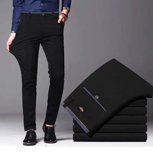 Men’s Elastic Straight Suit Pants — Business Casual Trousers