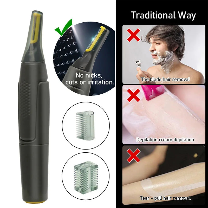 Electric Nose & Ear Hair Trimmer — Waterproof Portable Groomer