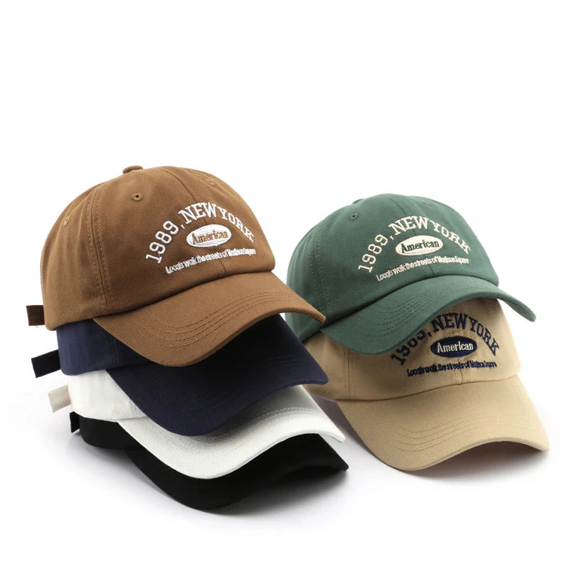 Men Cotton Baseball Cap – Adjustable Embroidered “New York 1989”