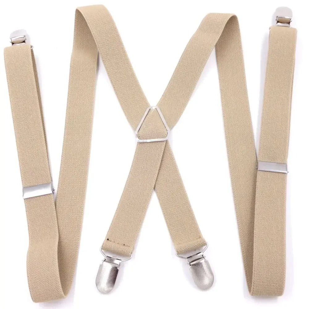 2.5 cm Wide Elastic Suspenders with 4 Clips – Adjustable Braces (Adults & Kids)
