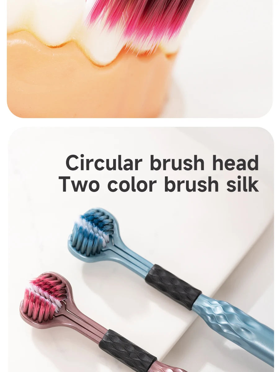 3D Three-Sided Manual Toothbrush — 6 pcs Set