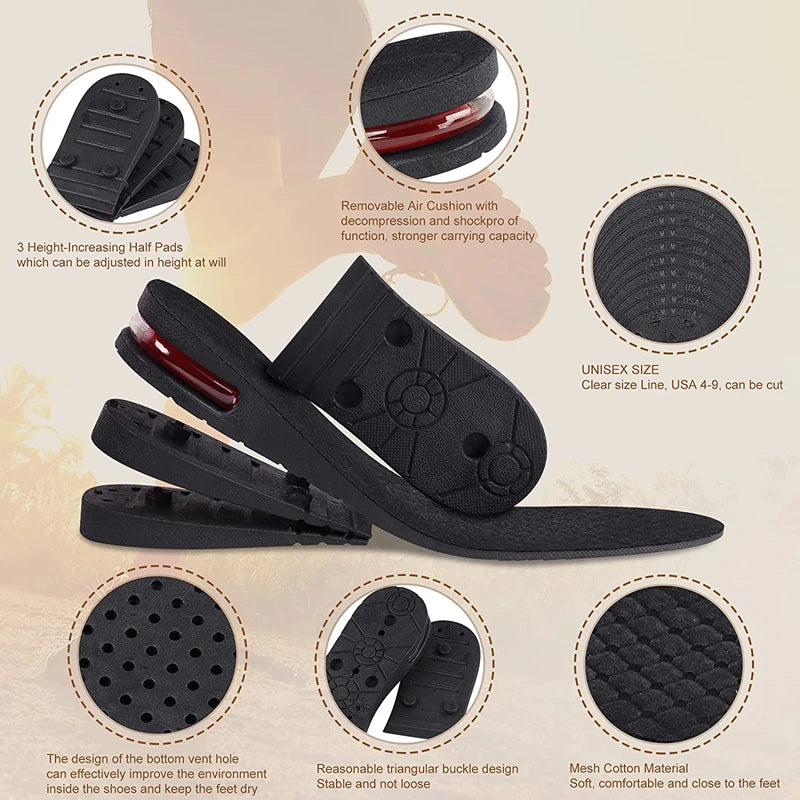 Invisible Height Increase Insoles – Adjustable Air-Cushion Heel Lift (Trim-to-Fit)