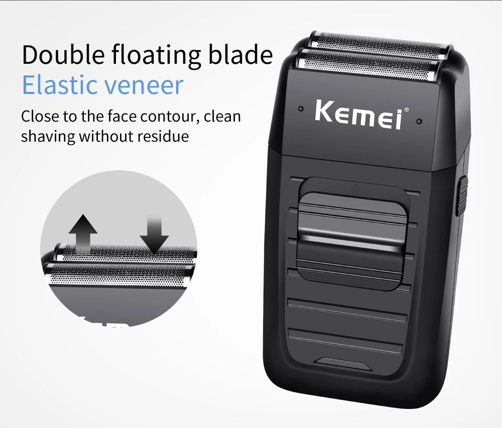 Kemei KM-1102 Cordless Foil Shaver – Twin-Head, Rechargeable, Trimmer